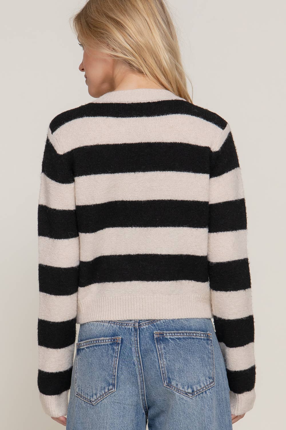Long Sleeve Crew Neck Stripe Sweater